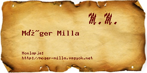 Móger Milla névjegykártya